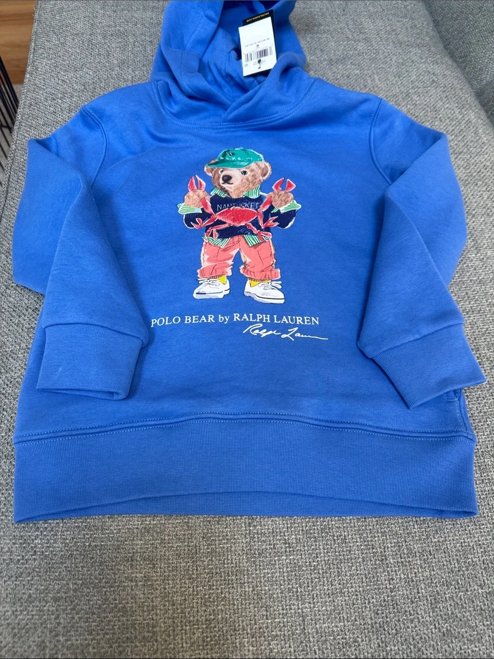 Ralph Lauren Kids Royal Blue Hoodie with Polo Bear Graphic